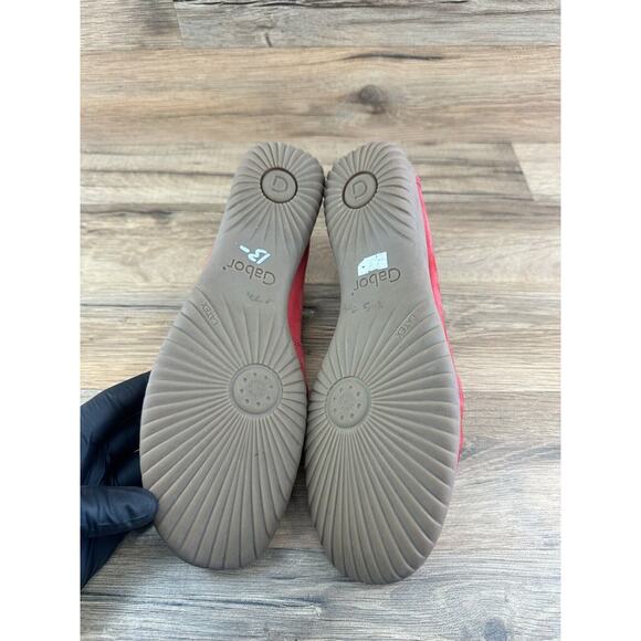 Gabor Flat Shoes Leather Suede Moccasins Red Size 6.5 laser cut flat com… - Picture 8 of 10